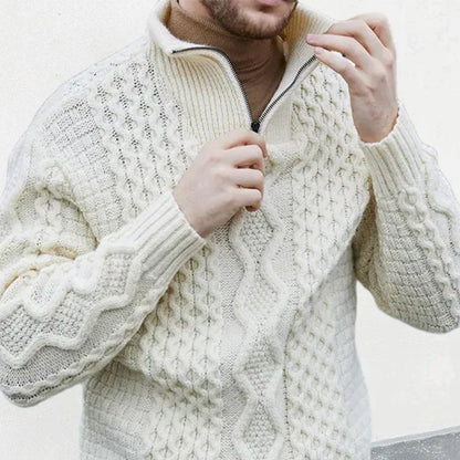 Herren Pullover Strick Premium Halbzipp - IdealeKleiden