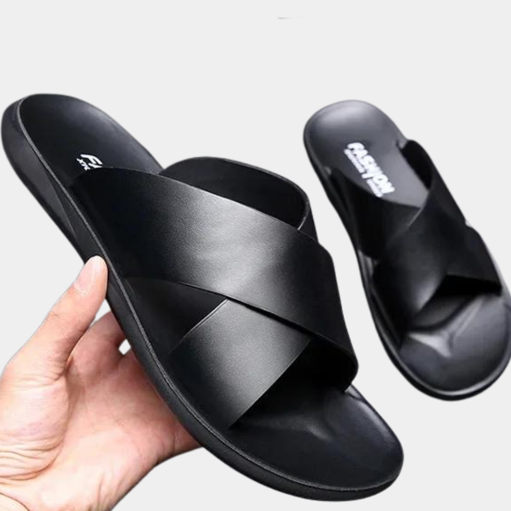 Herren Leder-Slipper Sommer Sandalen - IdealeKleiden