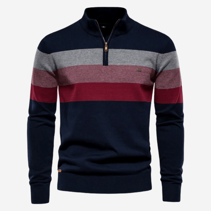 Herren Pullover Stripes Stylish Viertelreißverschluss