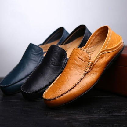 Bequeme Herren Slipper Leder Schwarz - IdealeKleiden