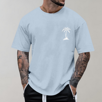 Herren T-Shirt Palmen-Print Lockeres Design
