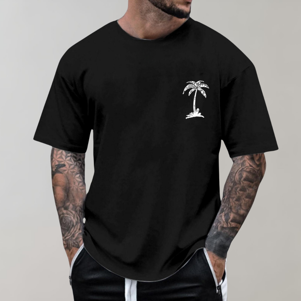 Herren T-Shirt Palmen-Print Lockeres Design
