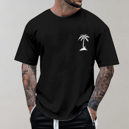 Herren T-Shirt Palmen-Print Lockeres Design
