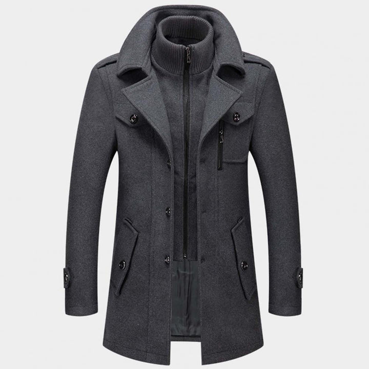 Herren Wollmantel Winterjacke Einreihig Zip - IdealeKleiden