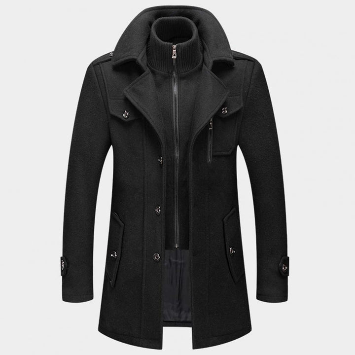 Herren Wollmantel Winterjacke Einreihig Zip