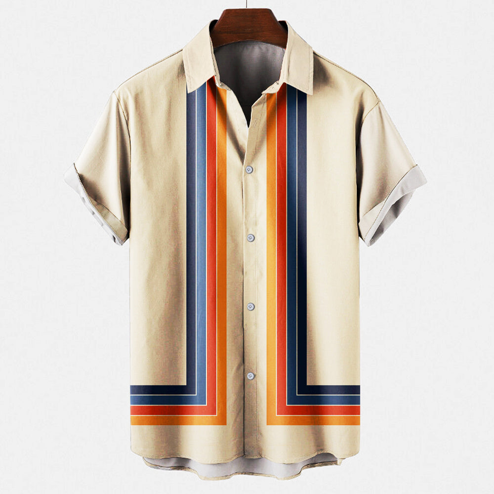 Herren Hemd Retro Kurzarm Freizeitlook - IdealeKleiden
