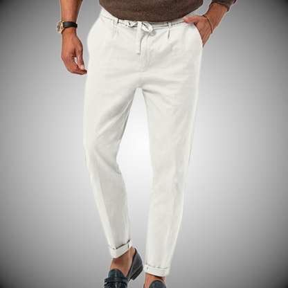 Herren Leinenhose Bequem Elastisch Leicht