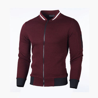 Herrenjacke Langarm Waffelmuster Reißverschluss Sweatshirt → Herren Reißverschlussjacke Langarm Waffeldesign