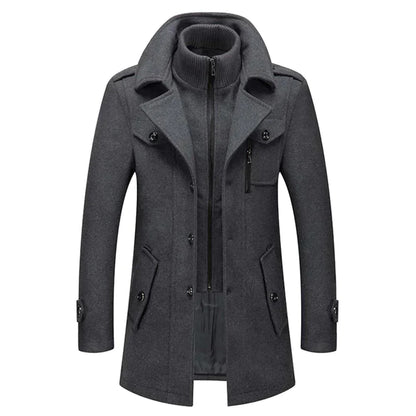 Herren Winterjacke Woll Reißverschluss Mantel