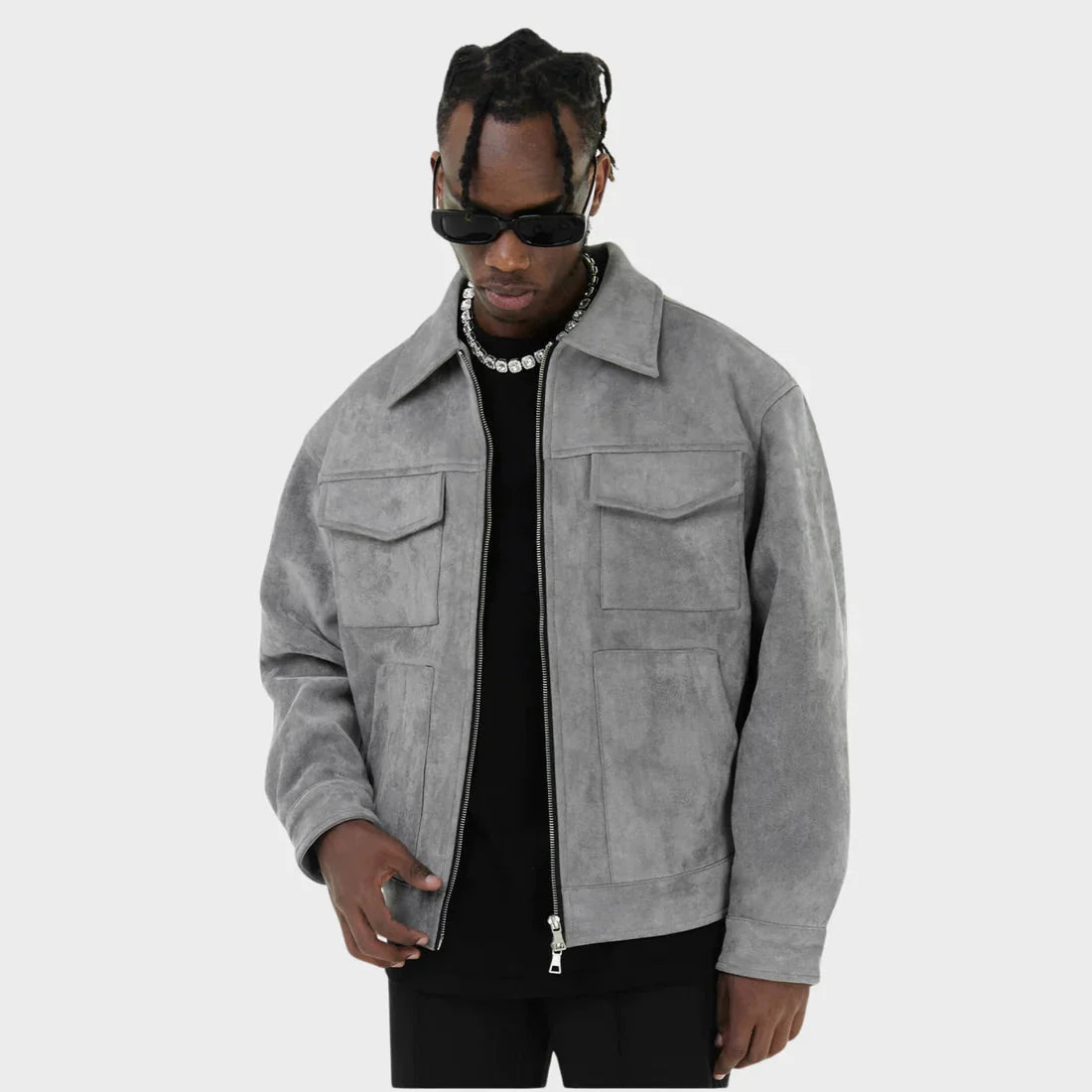 Herren Cargojacke Reißverschluss Taschen Herbst - IdealeKleiden