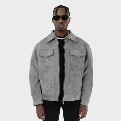 Herren Cargojacke Reißverschluss Taschen Herbst