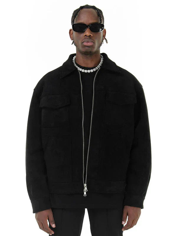 Herren Cargojacke Reißverschluss Taschen Herbst