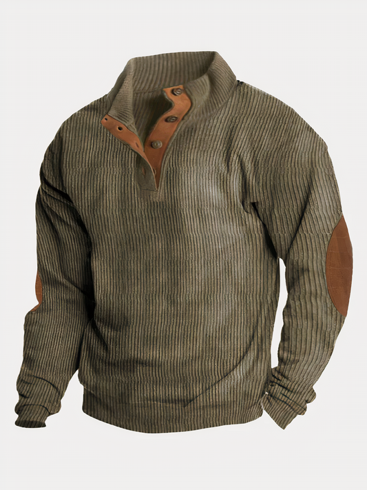Herren Pullover Retro Style Knopfleiste - IdealeKleiden