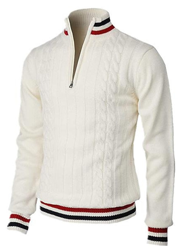 Herren Pullover Zopfmuster Gestrickt - IdealeKleiden