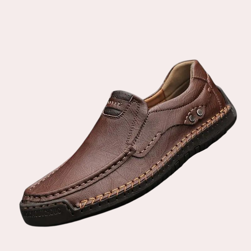 Herren Leder Slipper Bequem Freizeit
