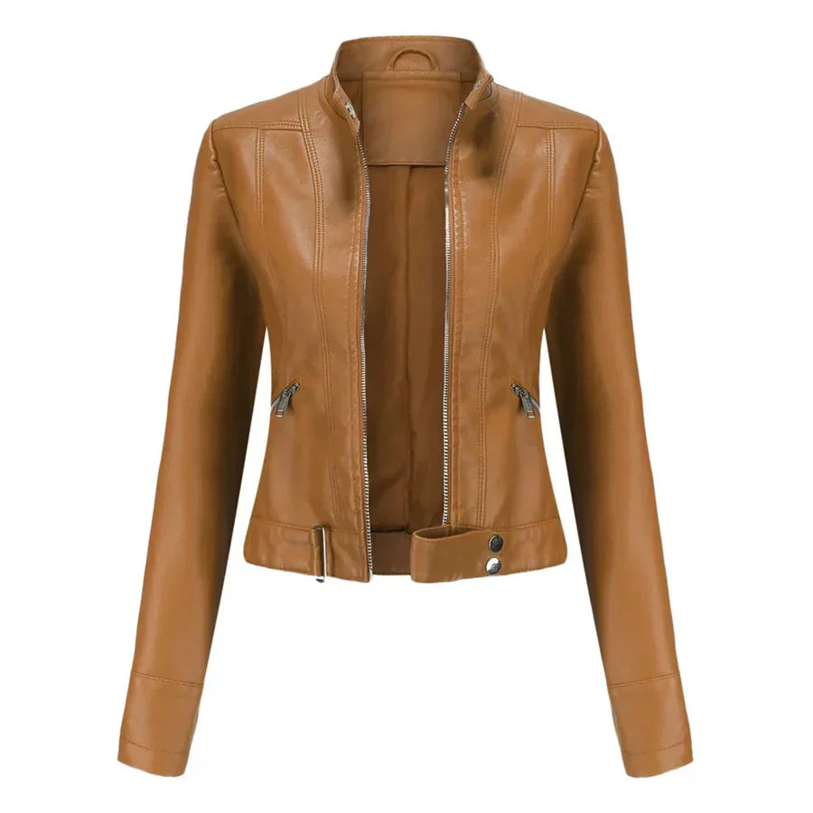 Elegante Damen Jacke Vegan Leder Stil