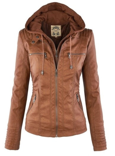 Lederjacke Damen Modern Kapuze