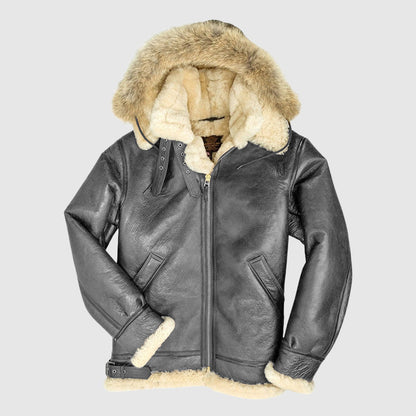 Luxus Pilotenjacke Pelzgefüttert Warm