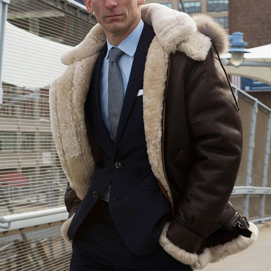 Luxus Pilotenjacke Pelzgefüttert Warm - IdealeKleiden