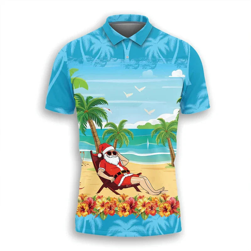 Weihnachts Polo Shirt Herren - Stylisches Polohemd Festlich Rot