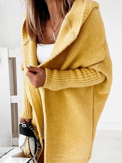 Damen Cardigan Kapuze Weich Bequem - IdealeKleiden
