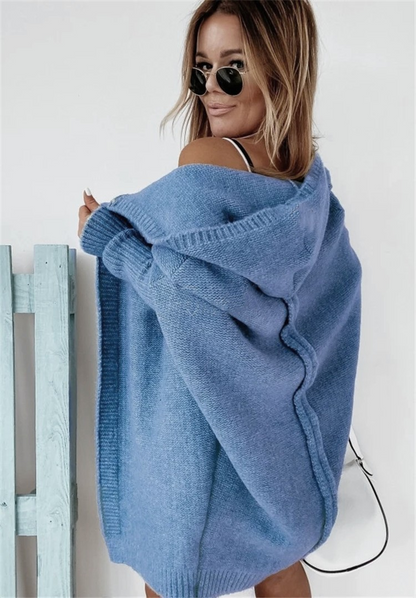 Damen Cardigan Kapuze Weich Bequem