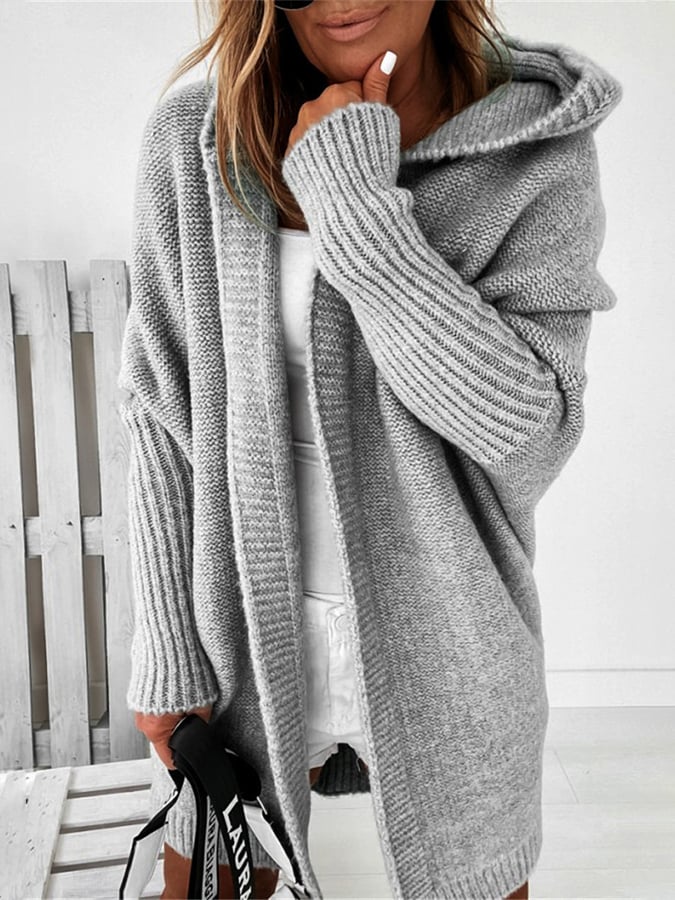 Damen Cardigan Kapuze Weich Bequem
