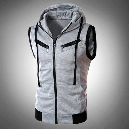 Herren Hoodie-Westen Sportlich Kapuzenloser Reißverschluss-Vest