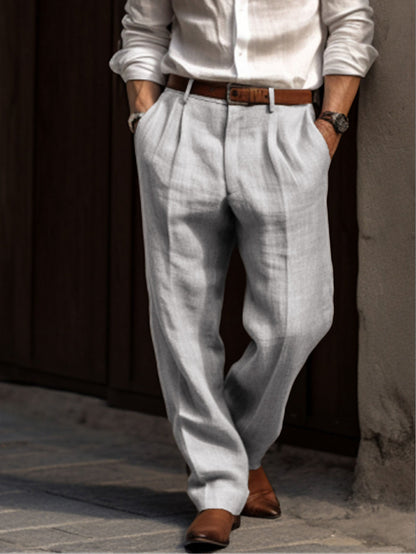 Herren Leinenhosen Leicht Bequem Lockere Passform