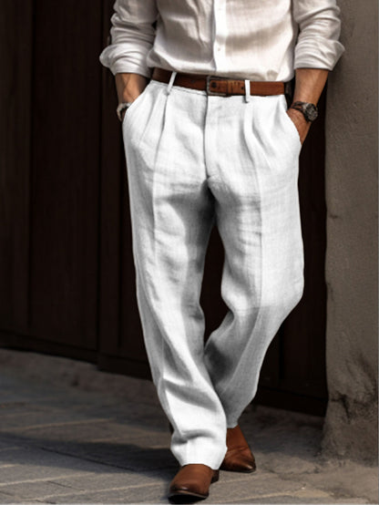 Herren Leinenhosen Leicht Bequem Lockere Passform