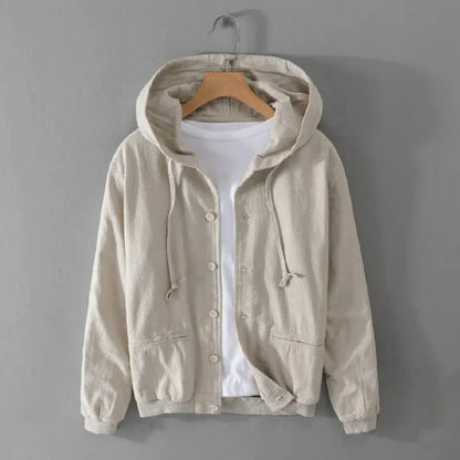Stylische Kapuzenjacke Leinen Look