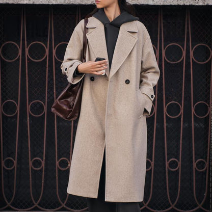 Eleganter Trenchcoat Damen Oversized Wollmischung Klassisch