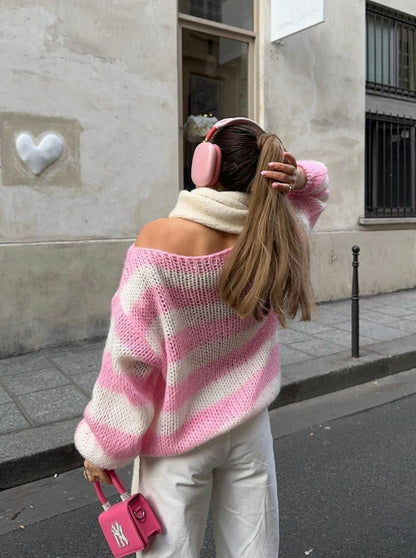 Streifiger Strickpullover Soft und Komfortabel