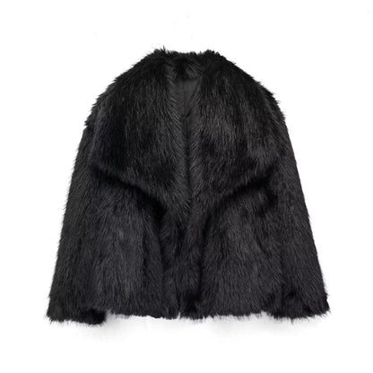 Luxus Pelzjacke Damen Wintermantel Elegant und Warm