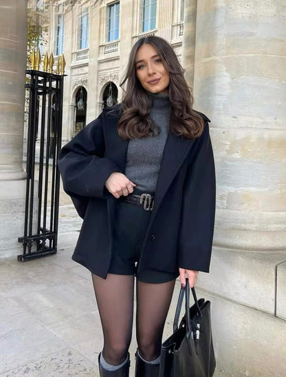 Eleganter Wollmantel Damen Wintermode