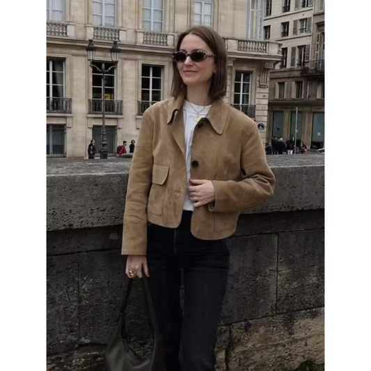 Modische Damenjacke Kurz mit Knöpfen - IdealeKleiden