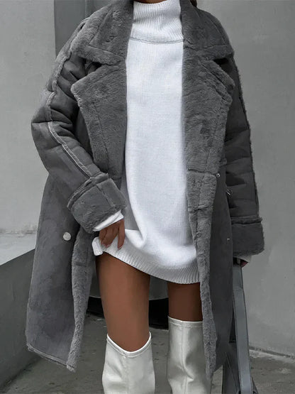 Winddichte Damenjacke Teddymantel Warm - IdealeKleiden