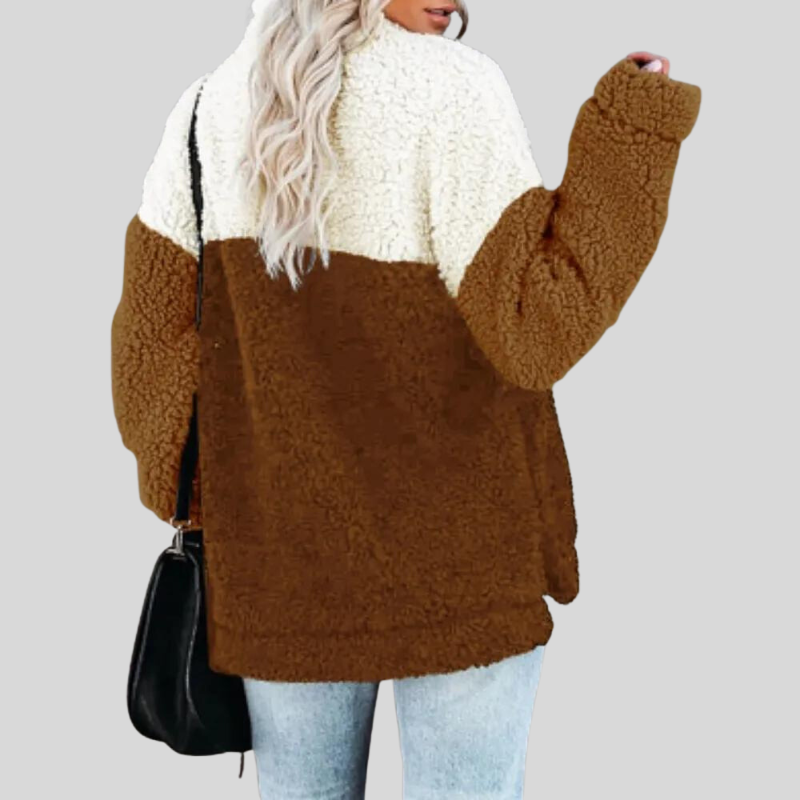 Weiche Fleecejacke Sherpa Pullover Lockere Passform - IdealeKleiden