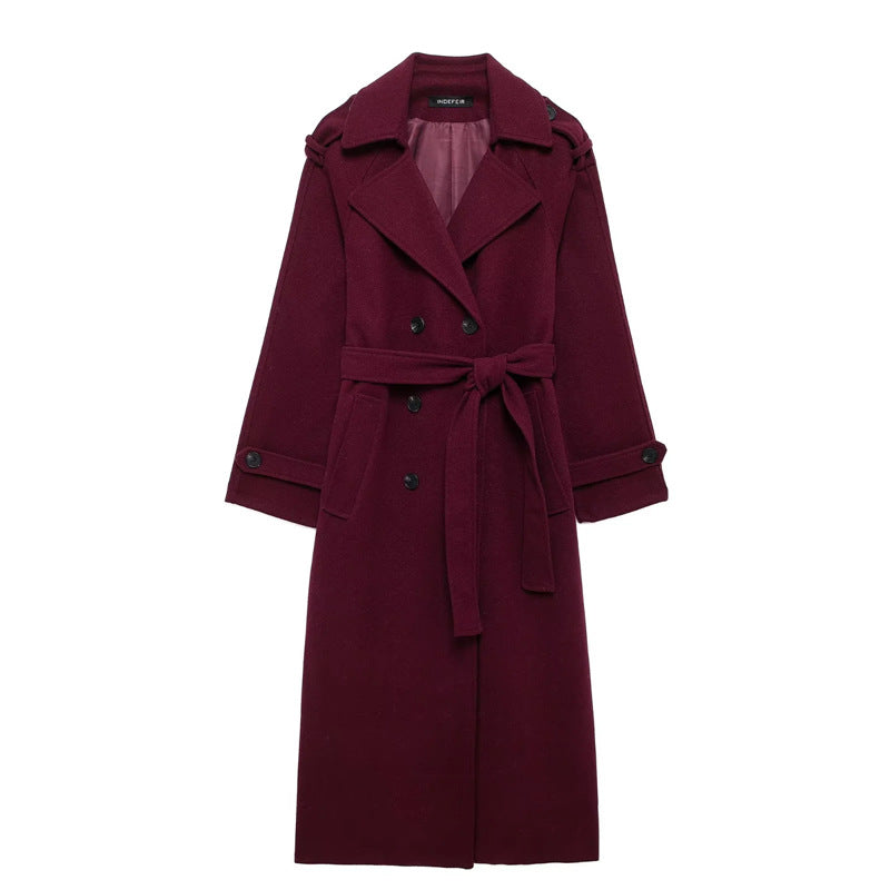 Damen Winterjacke Lang Mantel Gürtel Verschluss