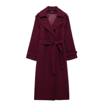 Damen Winterjacke Lang Mantel Gürtel Verschluss