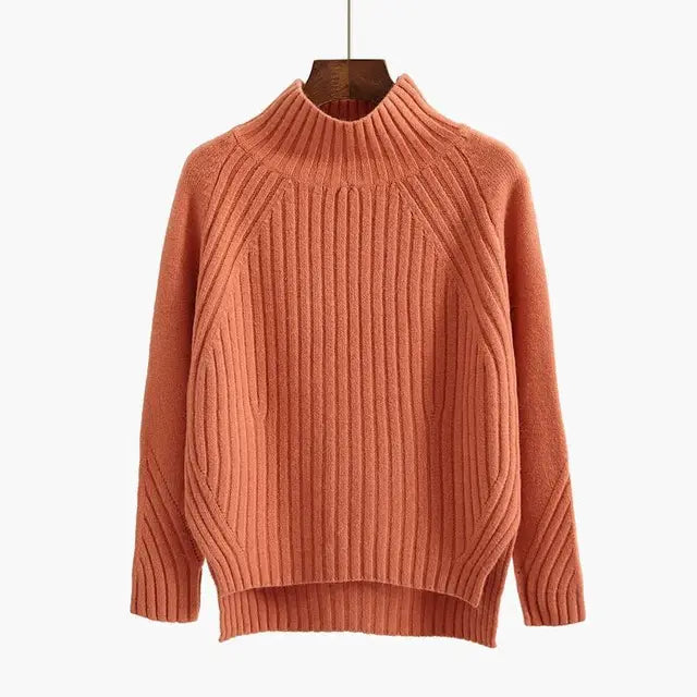 Weiches Rippstrick Oberteil Rollkragen Pullover