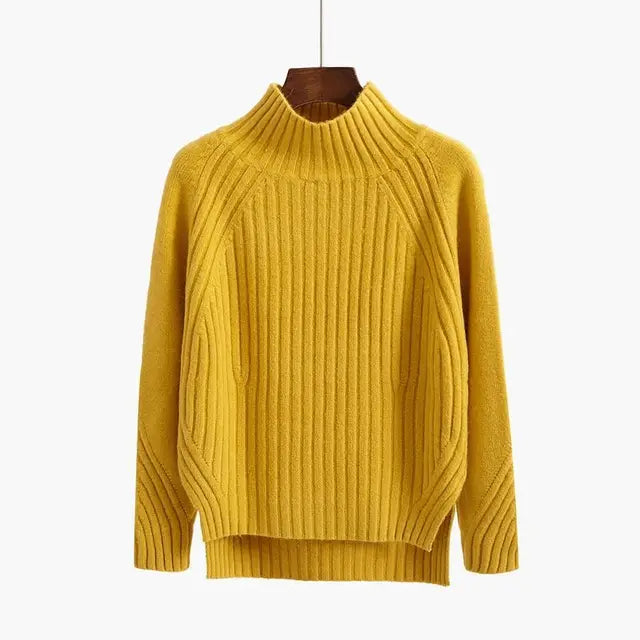 Weiches Rippstrick Oberteil Rollkragen Pullover