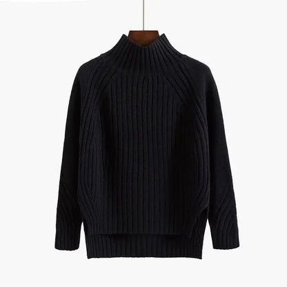 Weiches Rippstrick Oberteil Rollkragen Pullover