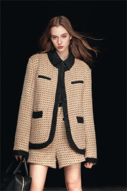 Stylische Quilted-Jacke Rundhals Damen
