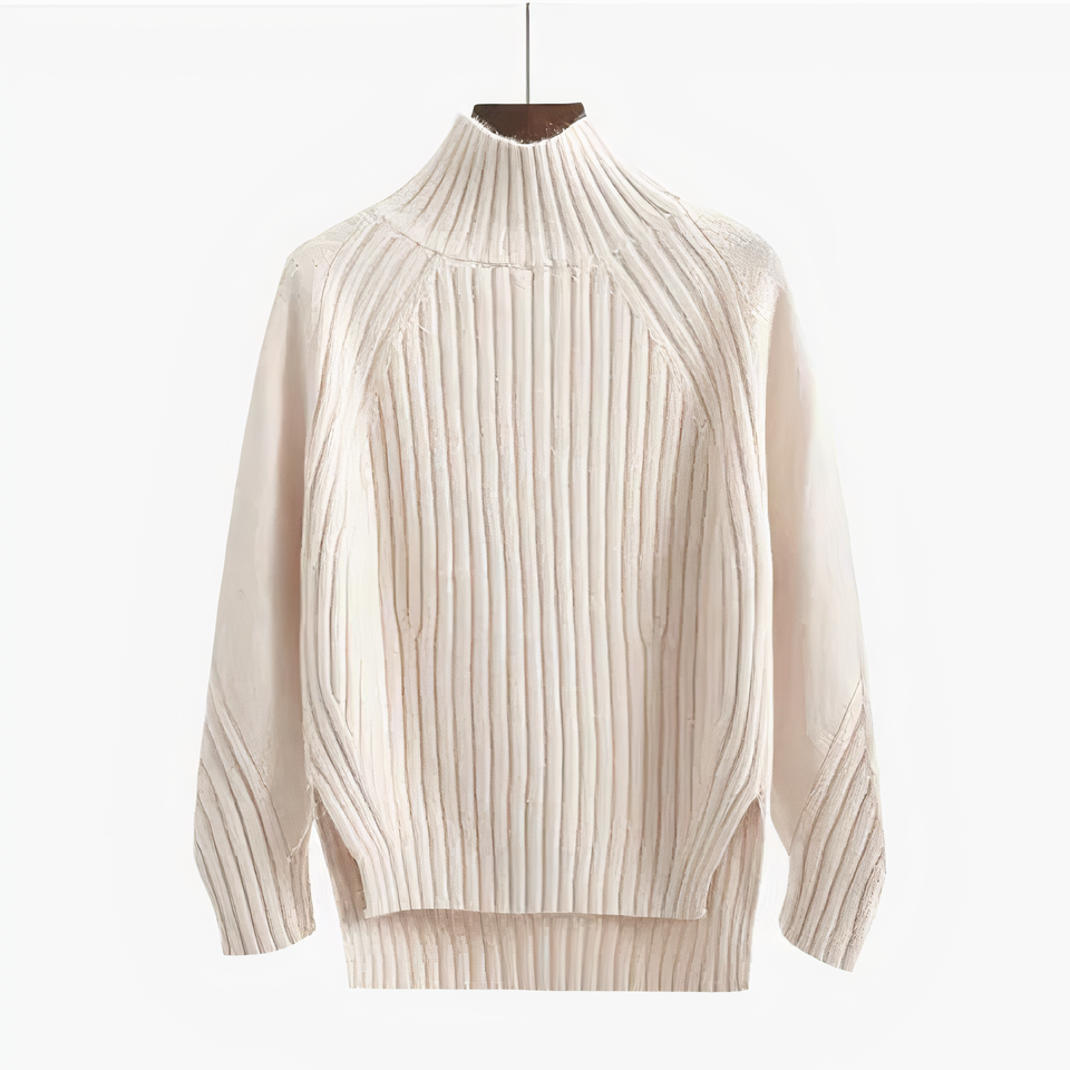 Stylischer Rippstrick Pullover Hochgeschlossen