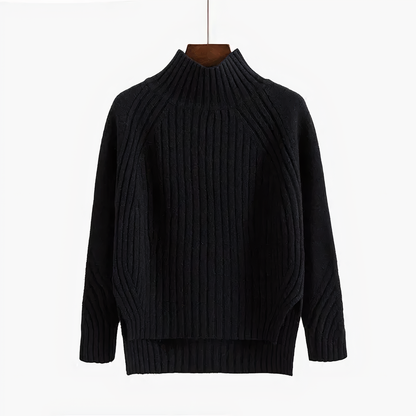 Stylischer Rippstrick Pullover Hochgeschlossen
