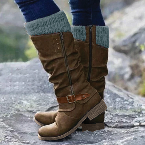 Stylische Knöchelstiefel Damen Schnalle