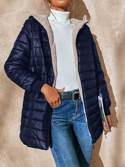 Damen Wintermantel Lang Pufferjacke Warm