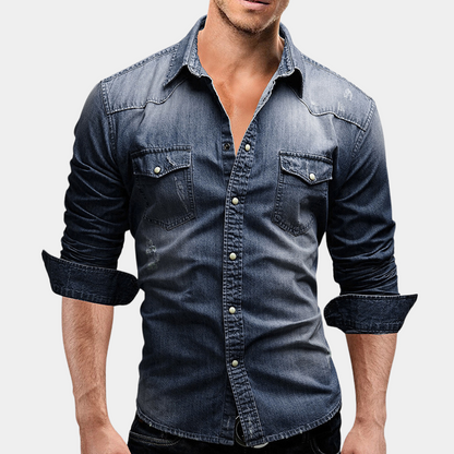 Herren Slimfit Jeanshemd Langarm