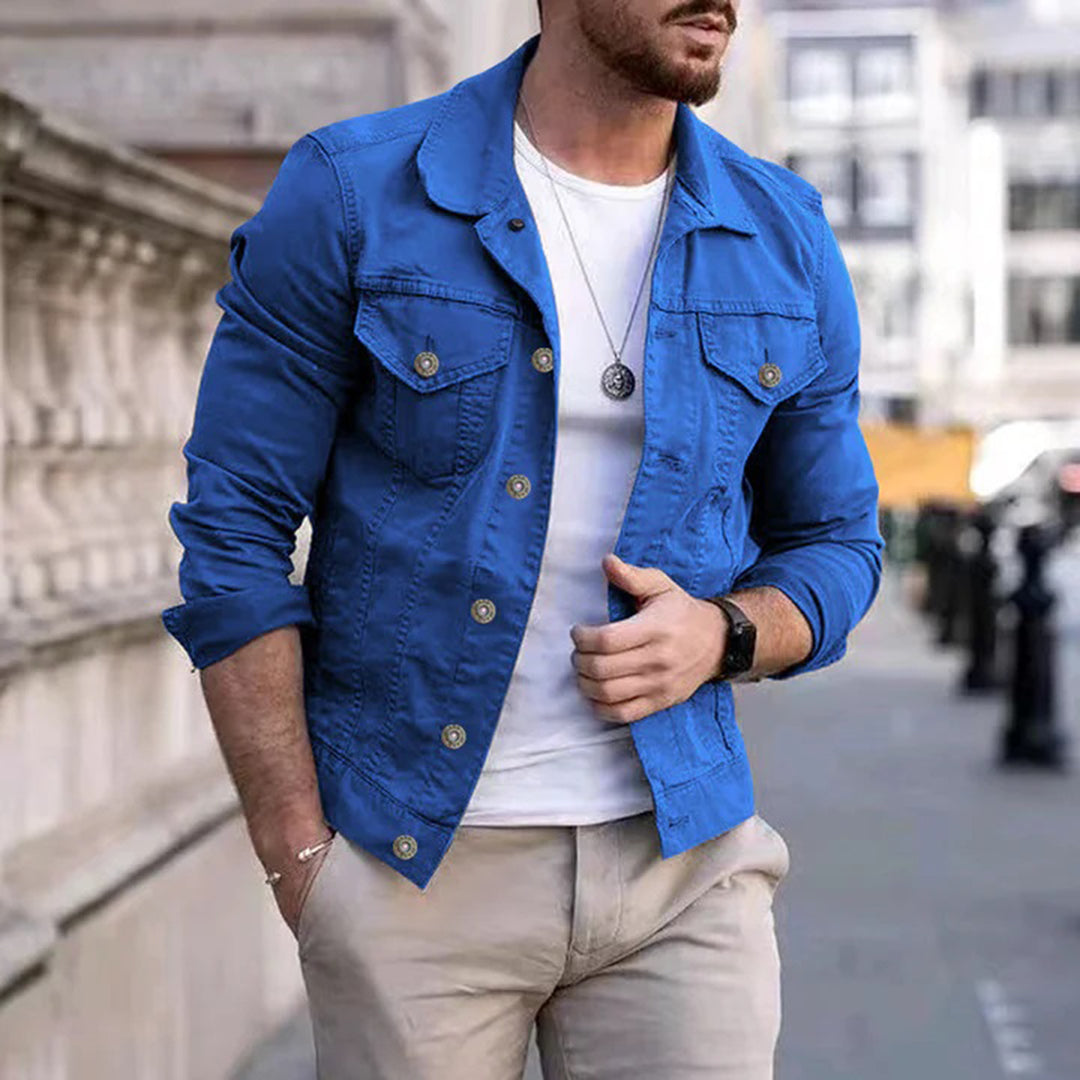 Herren Jeansjacke Slim Fit Knöpfe